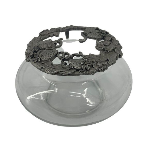 Rawcliffe 1994 Pewter Lid Clear Jar Potpourri Trinkets Display 0196 5" x 3" - Picture 2 of 8